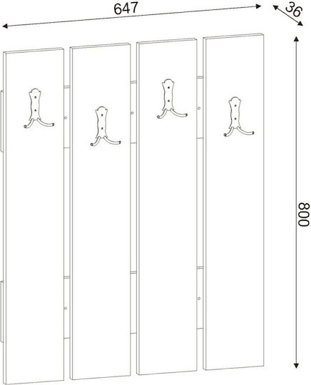 UnicUtil Метална Стенна Закачалка с 8 Места Кафява 64.7x3.6x3.6cm