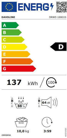 Davoline DRWD 10001D Στεγνωτήριο 10kg με Αντλία Θερμότητας