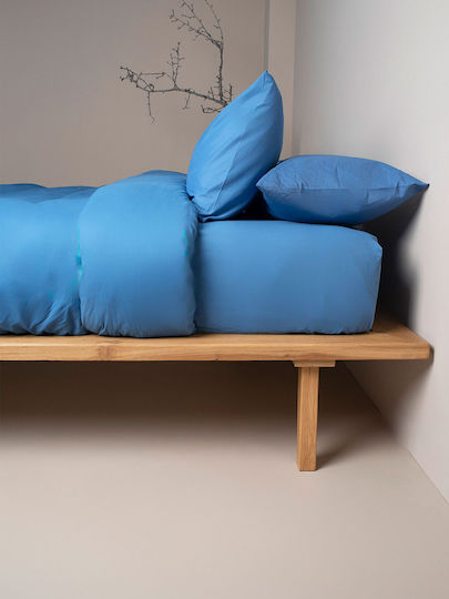 Sunshine Cotton Feelings 151 Σετ Σεντόνια Διπλά με Λάστιχο 150x205+30εκ. 104 Blue (4τμχ)