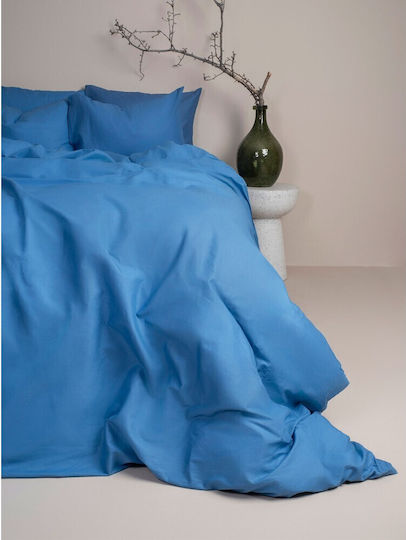 Sunshine Cotton Feelings 151 Σετ Σεντόνια Διπλά με Λάστιχο 150x205+30εκ. 104 Blue (4τμχ)