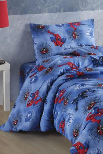 Kinderbettbezüge Set Einzel Blau Design Superheld 160x220 cm
