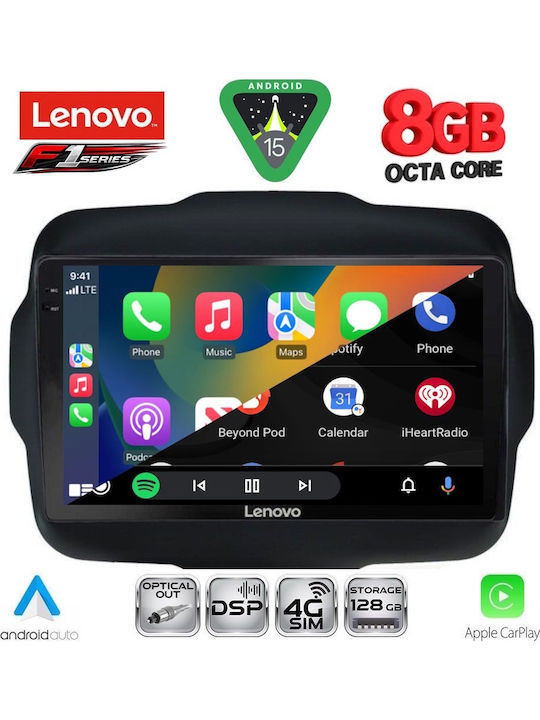Lenovo Car Audio System for Jeep Renegade 2014-2022 (Bluetooth/USB/WiFi/GPS/Apple-Carplay/Android-Auto) with Touch Screen 9"