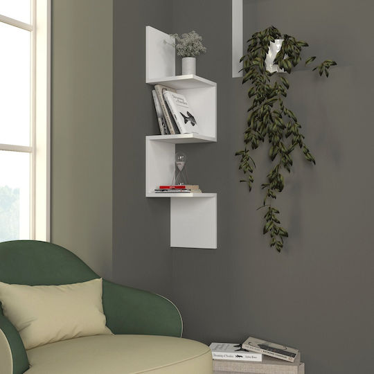 Corner Wall Shelf White 25x25x105cm