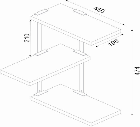 Γωνιακό Ράφι Καφέ 45x20x47εκ.