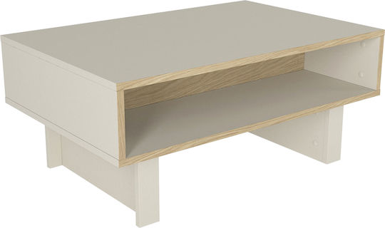 Rectangular Central Coffee Table Selinos Wooden Sandstone M90xW60xH39.6cm