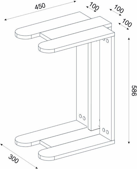 Masă Laterală Rectangulară Din Lemn Travertine Lățime 30xLungime 45xÎnălțime 58.6 cm