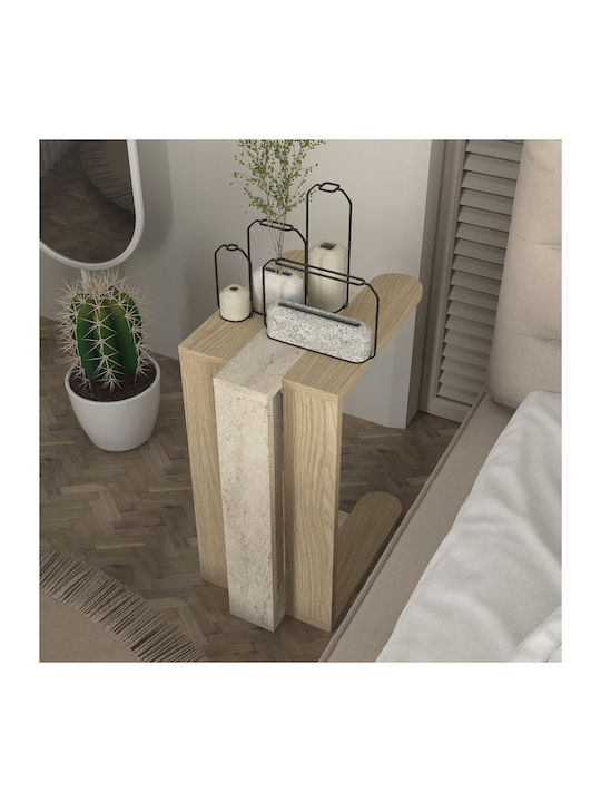 Masă Laterală Rectangulară Din Lemn Travertine Lățime 30xLungime 45xÎnălțime 58.6 cm