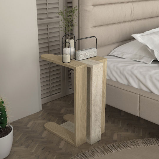 Masă Laterală Rectangulară Din Lemn Travertine Lățime 30xLungime 45xÎnălțime 58.6 cm