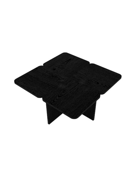 Masa De Cafea Centrală Pătrată Din Lemn Neagră L70xL70xÎ35cm