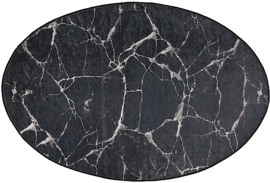 UnicUtil Αντιολισθητικό Πατάκι Μπάνιου Οβάλ 359CHL4359 Black 80x120εκ.