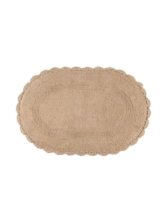 Beauty Home Non-Slip Bath Mat Cotton Oval 3281 Gray 50x80 cm