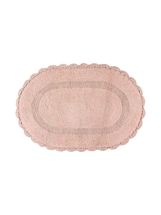 Beauty Home Non-Slip Bath Mat Cotton Oval 3281 Gray 50x80 cm