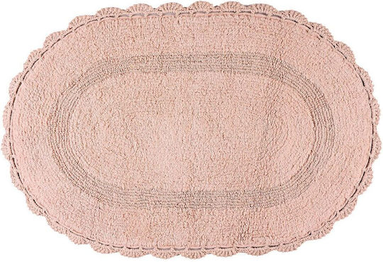 Beauty Home Non-Slip Bath Mat Cotton Oval 3281 Gray 50x80 cm