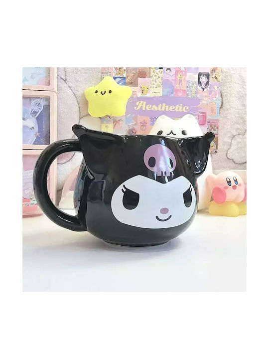 D&h 3D Mug Kuromi Clay Three-Dimensional Figure Cup 350ml Black
