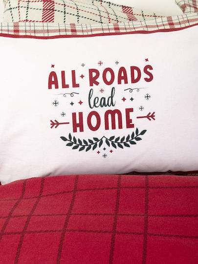 Nima Home Bliss Σετ Φανελένιες με Φάσα Beige-red 50x70cm