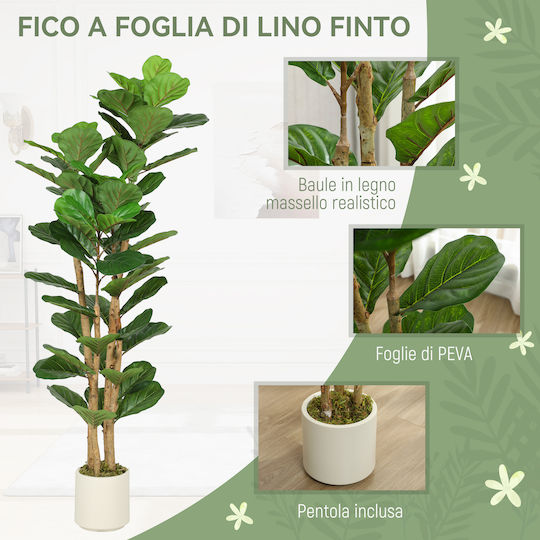 Dekoratives Künstliches Ficus Baum 71 Blätter Stamm Massivholz Pflanzkübel 50 X 50 X 150 Cm Grüne