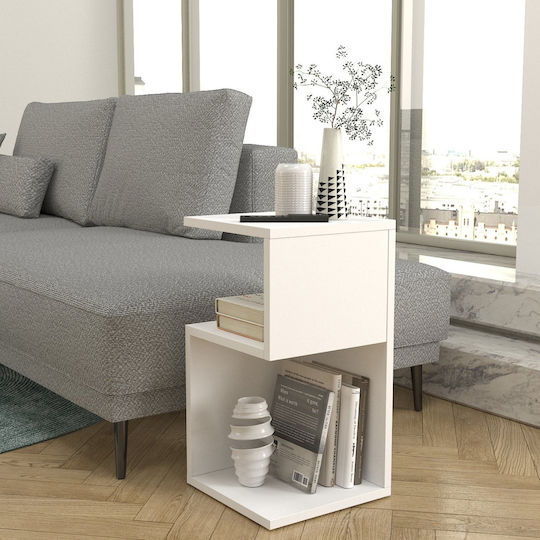 Bedside Table Kaylee Wooden White 30x30x55cm
