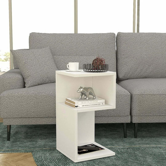 Bedside Table Kaylee Wooden White 30x30x55cm