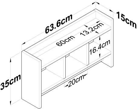 UnicUtil Wandmontage Regal 63.6x35x15cm Braune