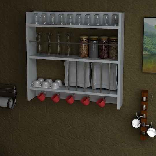 UnicUtil Wall Wooden Shelf 76x15x72cm White