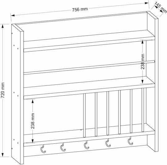 UnicUtil Wall Wooden Shelf 76x15x72cm White