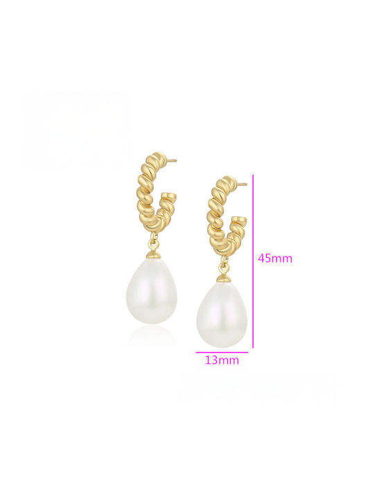 Chrysothemiss Γυναικεία Σκουλαρίκια Golden Pearl Drop Λευκή Χάντρα Κοχύλι Chrysothemiss Γυναικεία Σκουλαρίκια Golden Pearl Drop Λευκή Χάντρα Κοχύλι