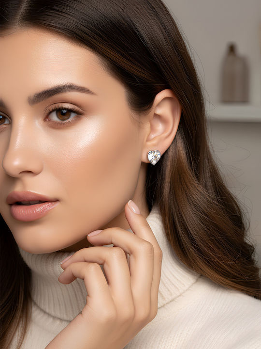 Chrysothemiss Women's Earrings Crystal Heartbeat Platinum Plated White Crystal Zircon