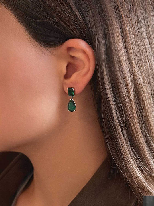 Chrysothemiss Γυναικεία Σκουλαρίκια Emerald Whisper Επιπλατινωμένα Πράσινο Κρύσταλλο Chrysothemiss Γυναικεία Σκουλαρίκια Emerald Whisper Επιπλατινωμένα Πράσινο Κρύσταλλο