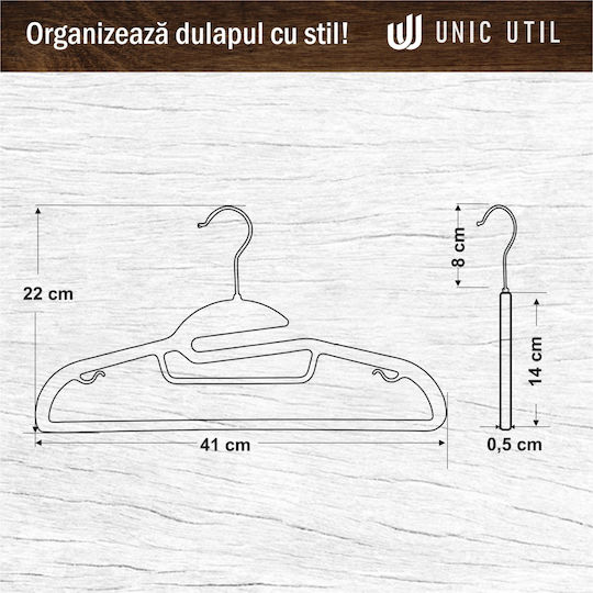 UnicUtil Κρεμάστρα Ρούχων Γκρι UUUM52X10 10τμχ