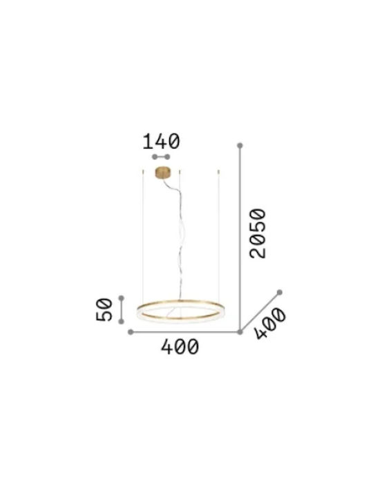 Ideal Lux Κρεμαστό Φωτιστικό Μαύρο LED με Θερμό Λευκό Φως 40εκ.