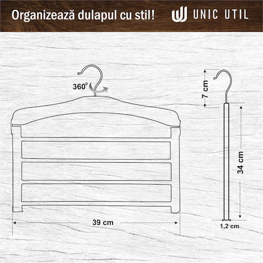 UnicUtil Umeraș pentru Dulap Pliabile pentru pantaloni Lemn Bej UUUM58X4 4buc