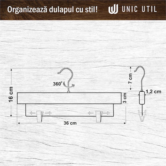 UnicUtil Umeraș pentru Dulap pentru pantaloni Lemn Albă UUUM45X20 20buc