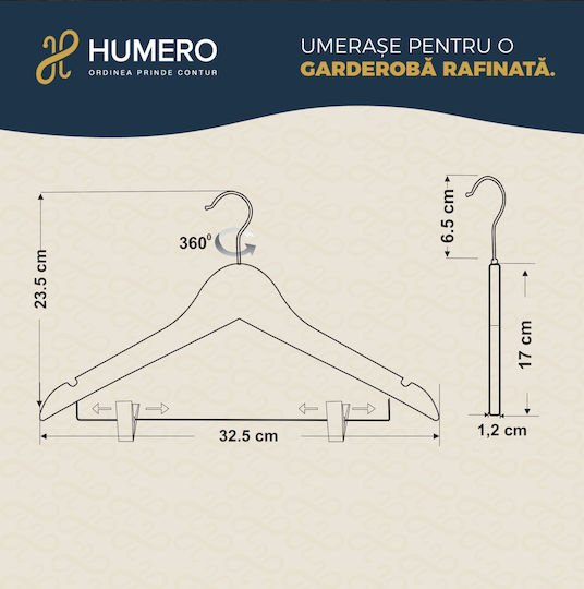 Humero Umeraș pentru Dulap pentru pantaloni Lemn Roz 20buc