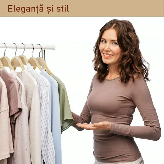 UnicUtil Umeraș pentru Dulap pentru pantaloni Lemn Bej UUUM09X10 10buc