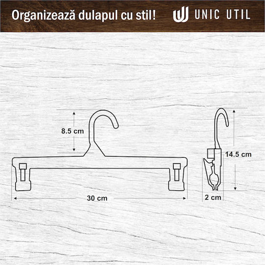 UnicUtil Κρεμάστρα Ντουλάπας για Παντελόνια Πλαστική Λευκή UUUM66X10 10τμχ