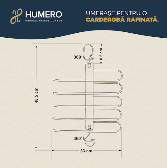Humero Κρεμάστρα Ντουλάπας για Παντελόνια Ξύλινη Μπεζ 5τμχ