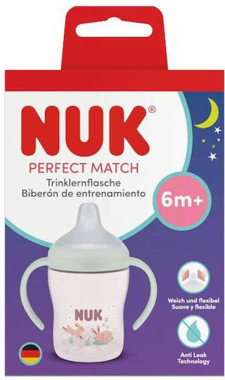 Nuk Night Εκπαιδευτικό Μπιμπερό Πλαστικό με Λαβές Μπεζ για 6m+ 150ml