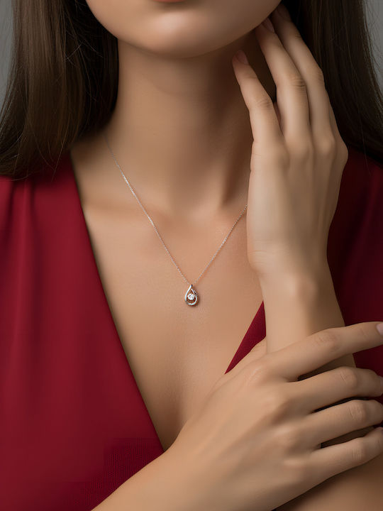 Chrysothemiss Дамска Огърлица Dancing Crystal Посребрена Бял Кристал Swarovski