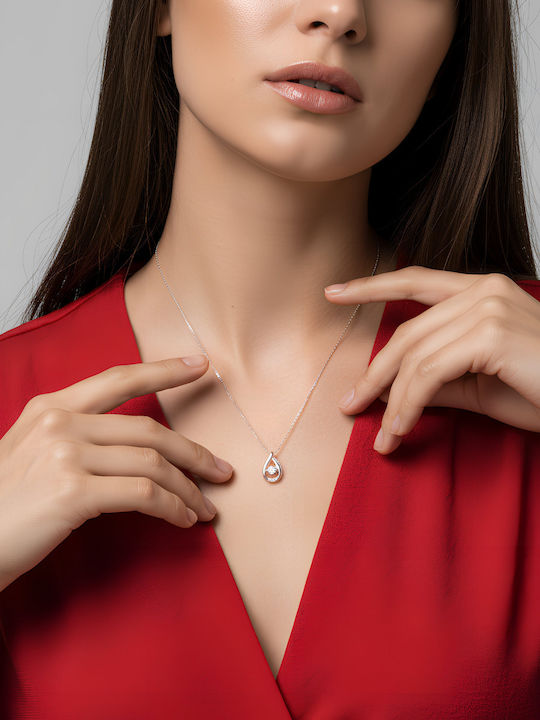 Chrysothemiss Дамска Огърлица Dancing Crystal Посребрена Бял Кристал Swarovski