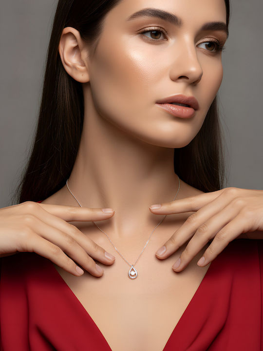 Chrysothemiss Дамска Огърлица Dancing Crystal Посребрена Бял Кристал Swarovski