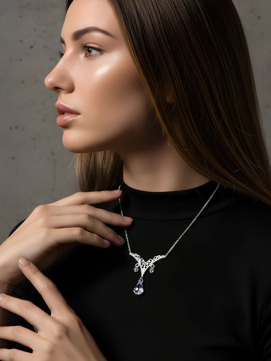 Chrysothemiss Colier Femei Ice Petal Placat Cu Platină Cristal