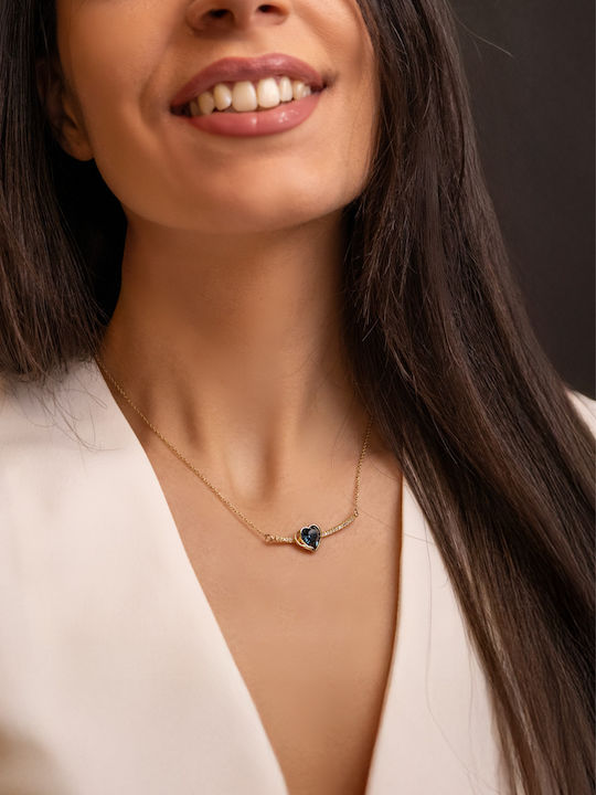 Chrysothemiss Necklace with design Heart Gold Plated with Zircon