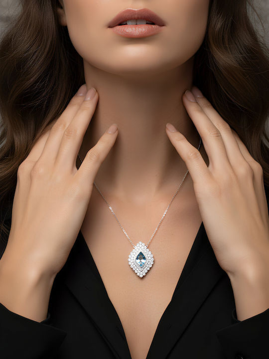 Chrysothemiss Colier Imperial Blue Placat Cu Platină Cristal Albastru