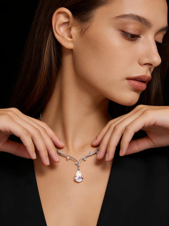 Chrysothemiss Colier Damă Ethereal Light Placat cu Platină Cristal Transparent