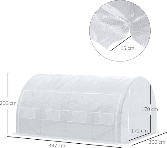 Outsunny 845-612V01WT Seră Tunel 3.97x3x2m