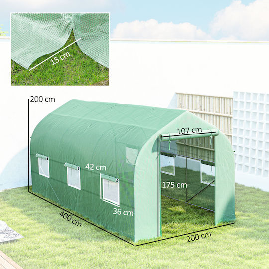 Outsunny 845-497GN Θερμοκήπιο με Μεταλλικό Σκελετό 4x2x2m