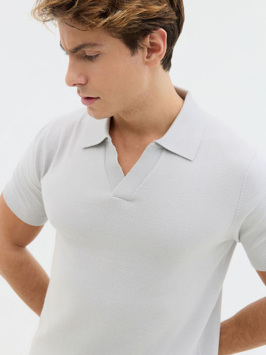 Polo Kurzarmbluse Light Grey