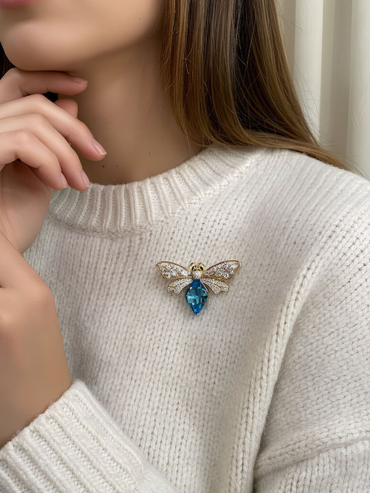 Chrysothemiss Γυναικεία Καρφίτσα Royal Bee Κρύσταλλο Aquamarine & Ζιργκόν Chrysothemiss Γυναικεία Καρφίτσα Royal Bee Κρύσταλλο Aquamarine & Ζιργκόν