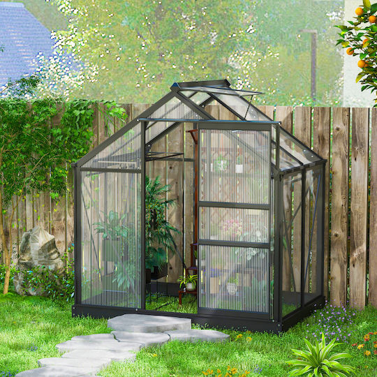 Outsunny 845-057GY Gewächshaus mit Aluminiumrahmen 1.9x1.32x21m