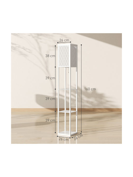 HomCom Stehleuchte H160xB26cm. mit Fassung für Lampe E27 Weiß